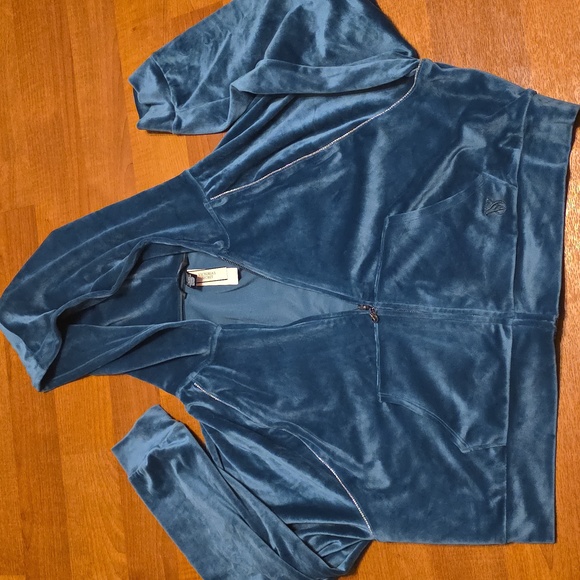 Victoria's Secret Teal Velour Hoodie Size XL - Picture 1 of 7